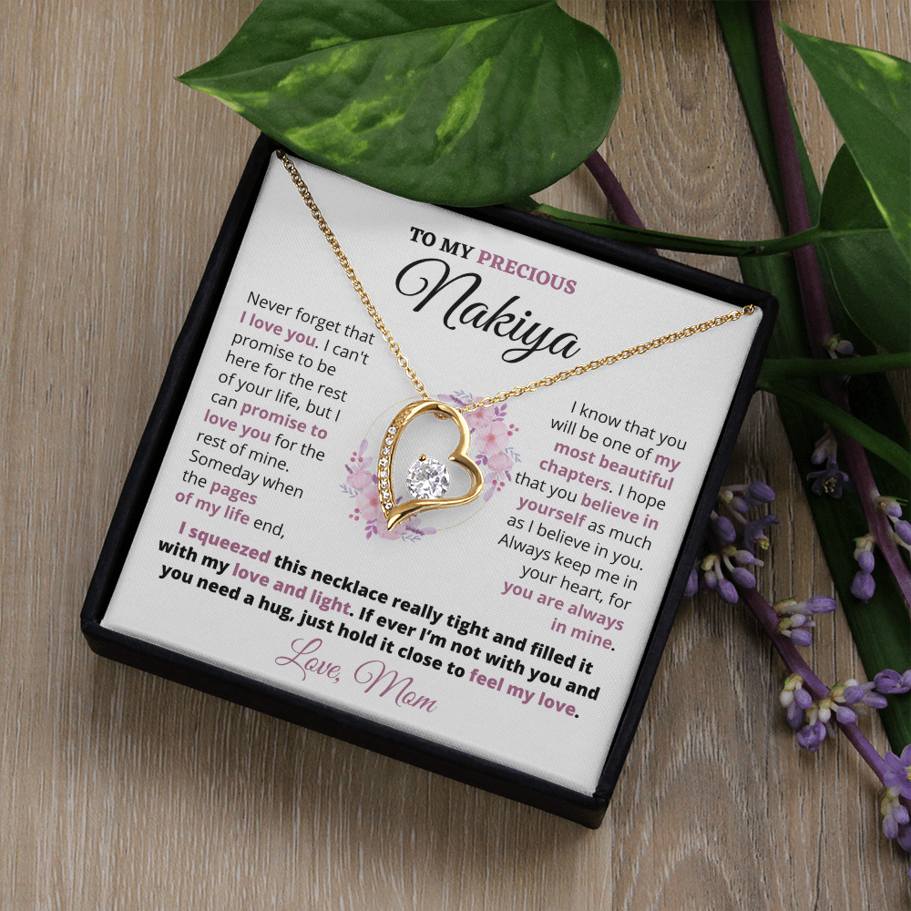 Gift For Precious Nakiya "Always Keep Me In Your Heart" Love Mom Heart Necklace