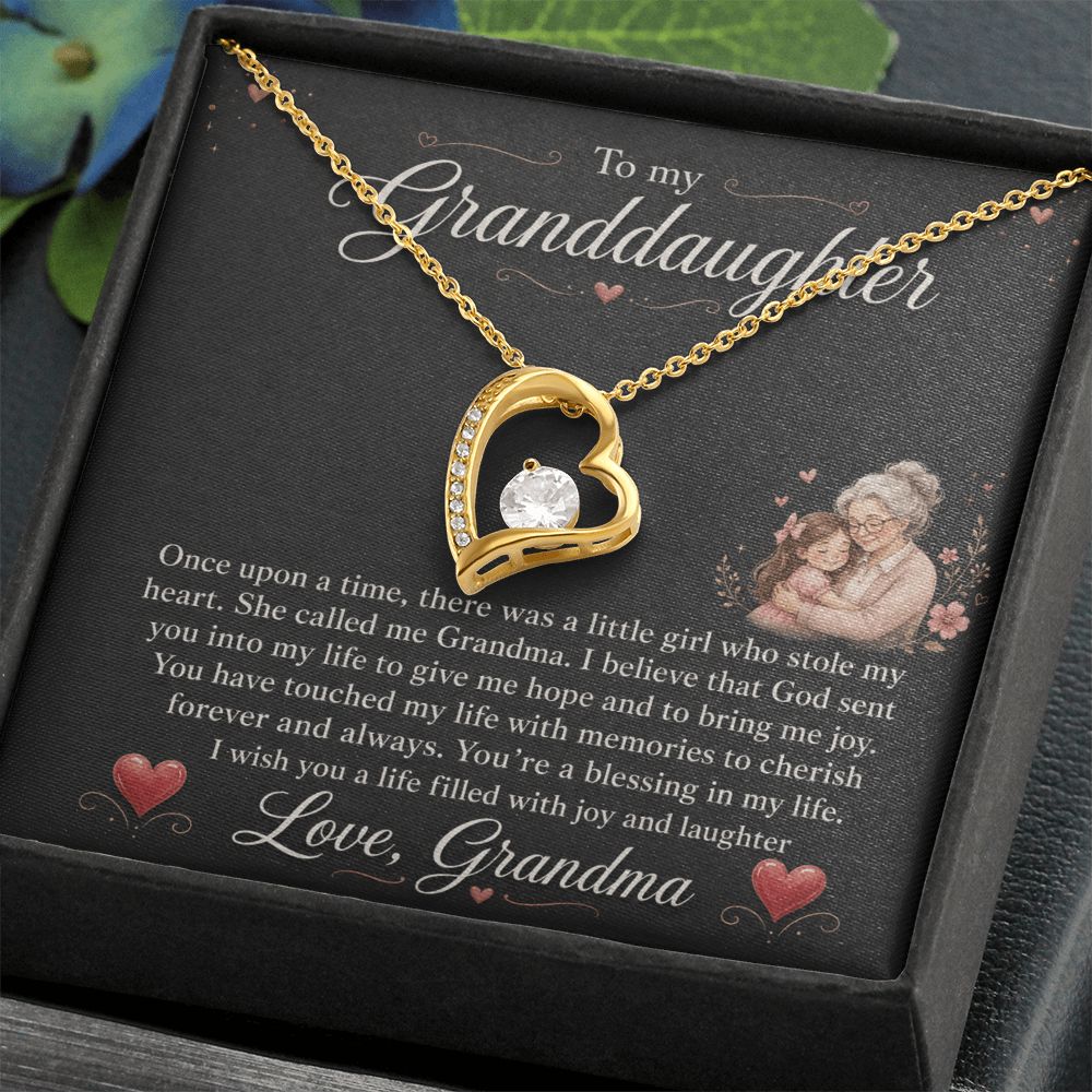To My Granddaughter "You Stole My Heart" Love Grandma Necklace Jewelry 