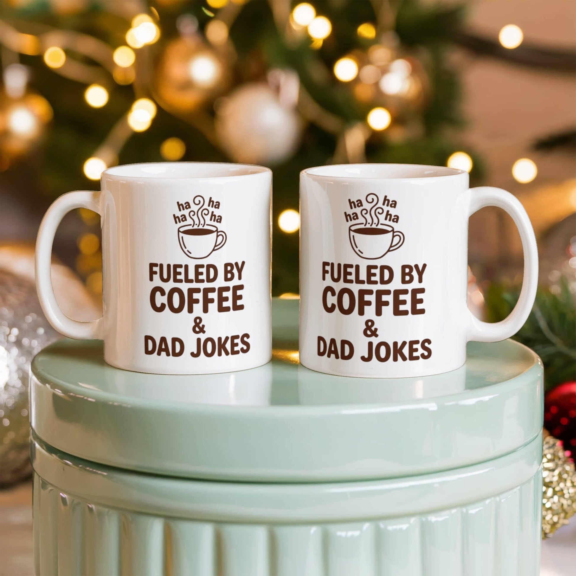 Funny "Fueled By Coffee and Dad Jokes" Coffee Mug Drinkware 