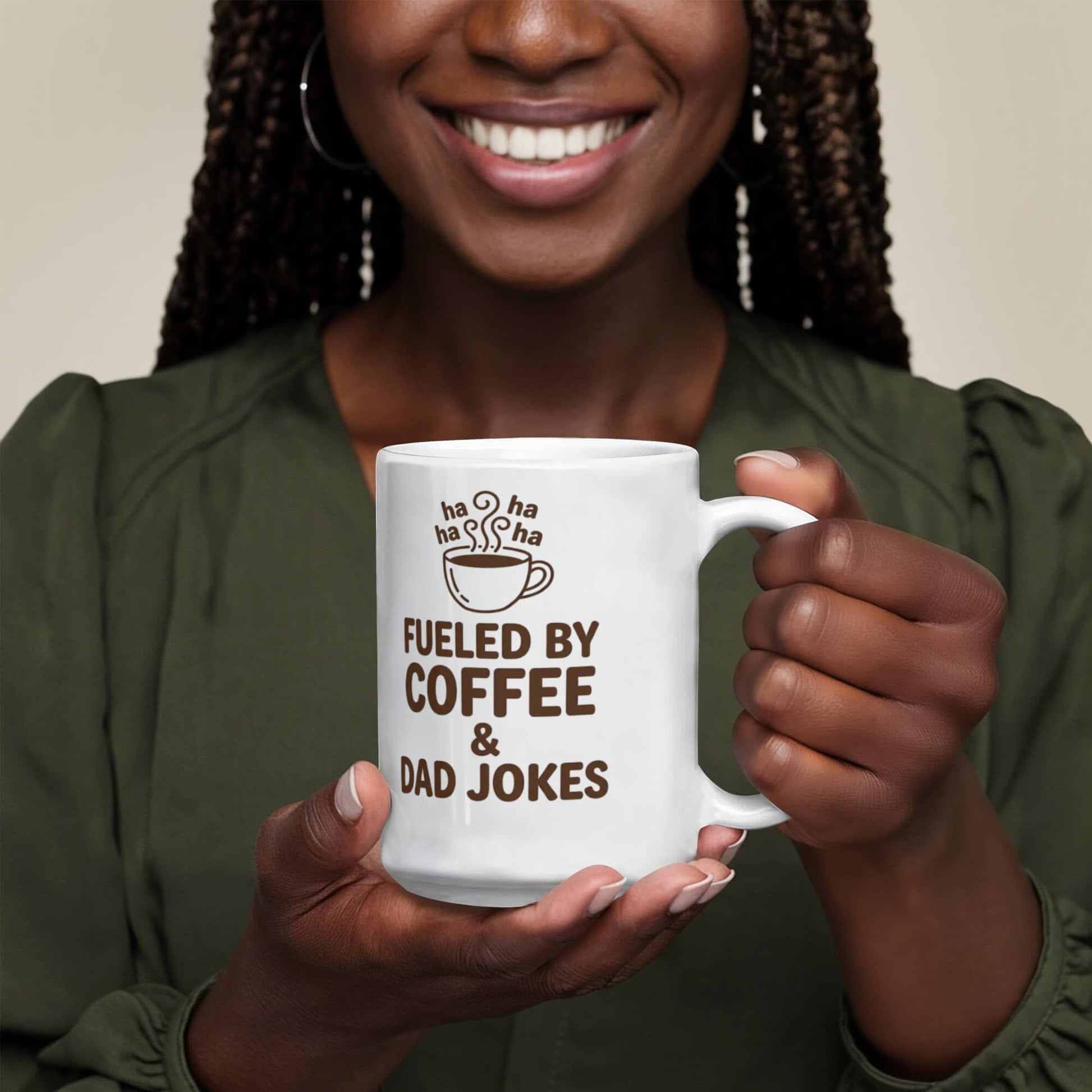 Funny "Fueled By Coffee and Dad Jokes" Coffee Mug Drinkware 