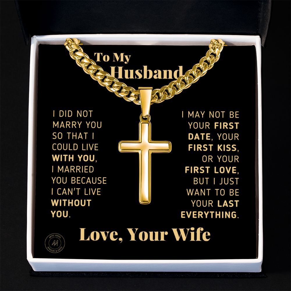 Gift for Husband "Last Everything" Artisan Cross Necklace Jewelry 