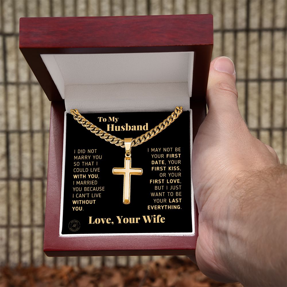 Gift for Husband "Last Everything" Artisan Cross Necklace Jewelry 