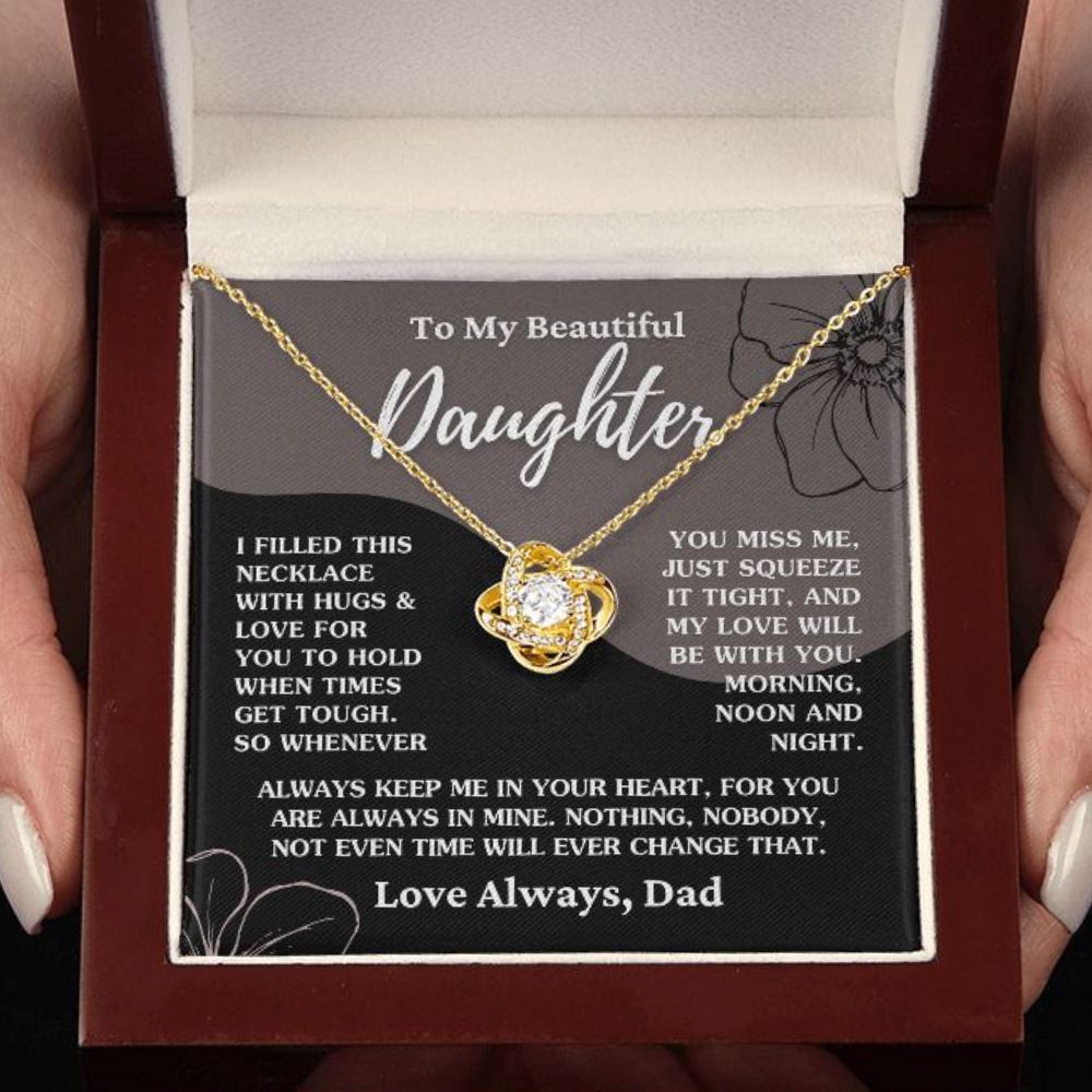 Gift For Daughter "My Love Will Be With You" Love Dad Necklace Jewelry 