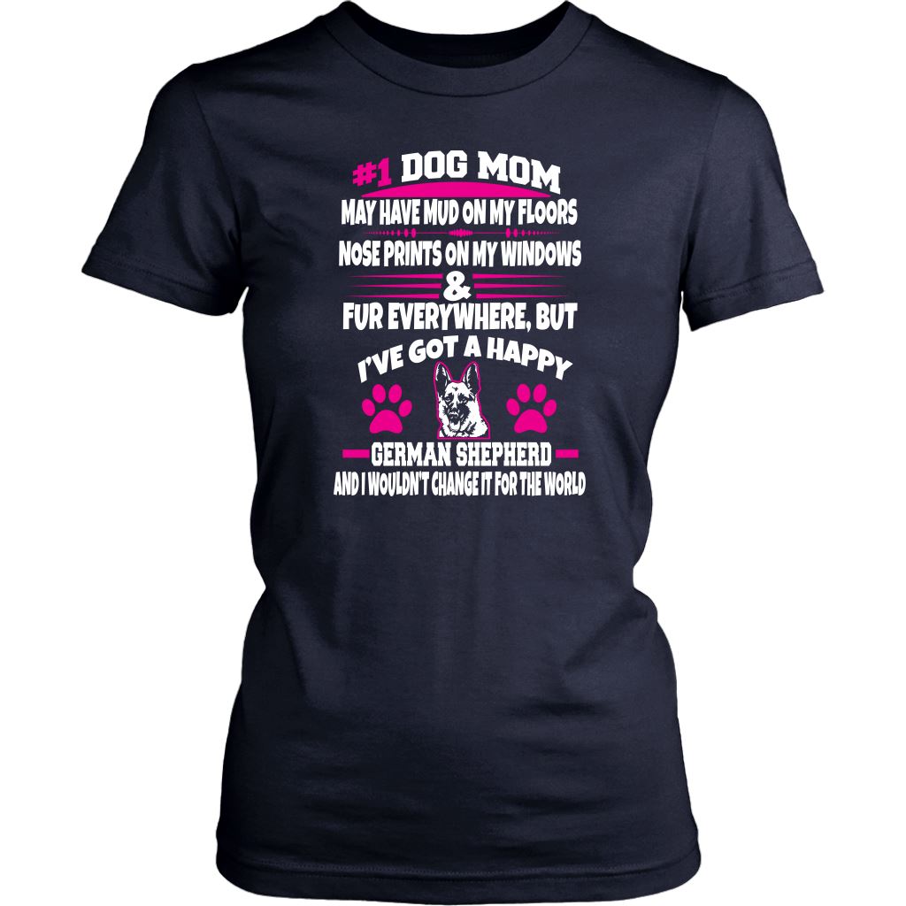 "#1 German Shepherd Dog Mom" - Shirts and Hoodies T-shirt District Womens Shirt Navy XS