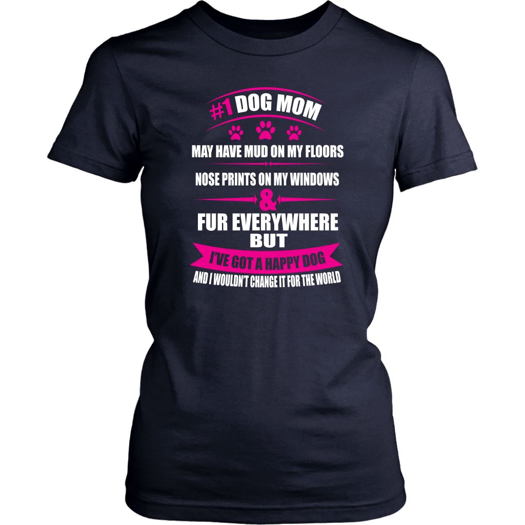 "#1 Dog Mom" - Shirts and Hoodies T-shirt District Womens Shirt Navy XS
