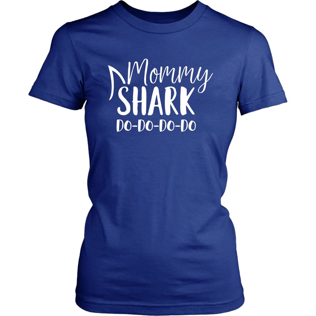 Funny "Mommy Shark" Shirts and Hoodies T-shirt District Womens Shirt Royal Blue XS