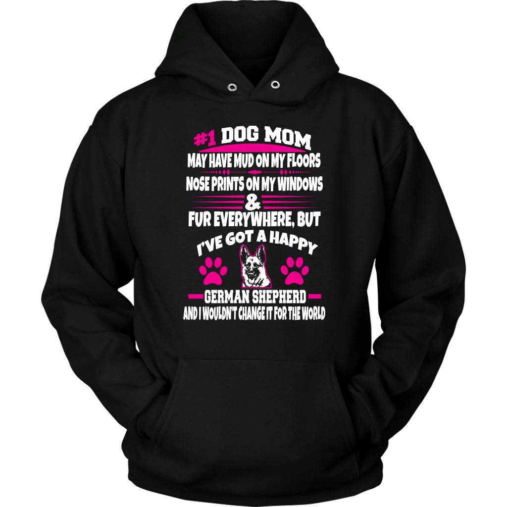 "#1 German Shepherd Dog Mom" - Shirts and Hoodies T-shirt Unisex Hoodie Black S