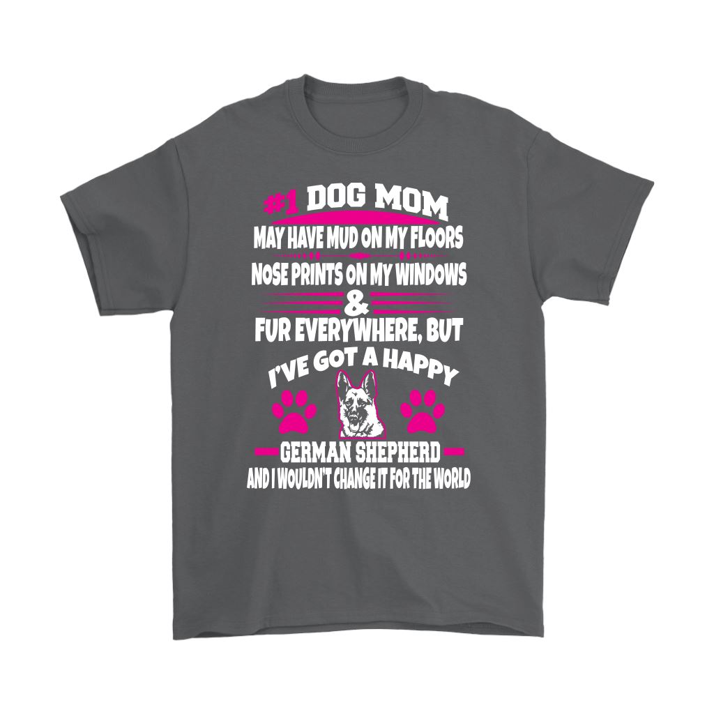 "#1 German Shepherd Dog Mom" - Shirts and Hoodies T-shirt Gildan Mens T-Shirt Charcoal S