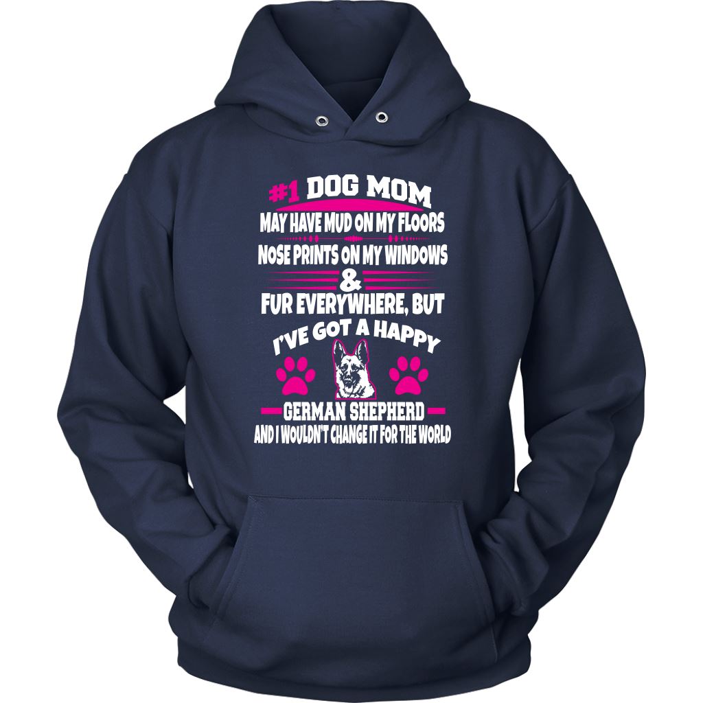 "#1 German Shepherd Dog Mom" - Shirts and Hoodies T-shirt Unisex Hoodie Navy S