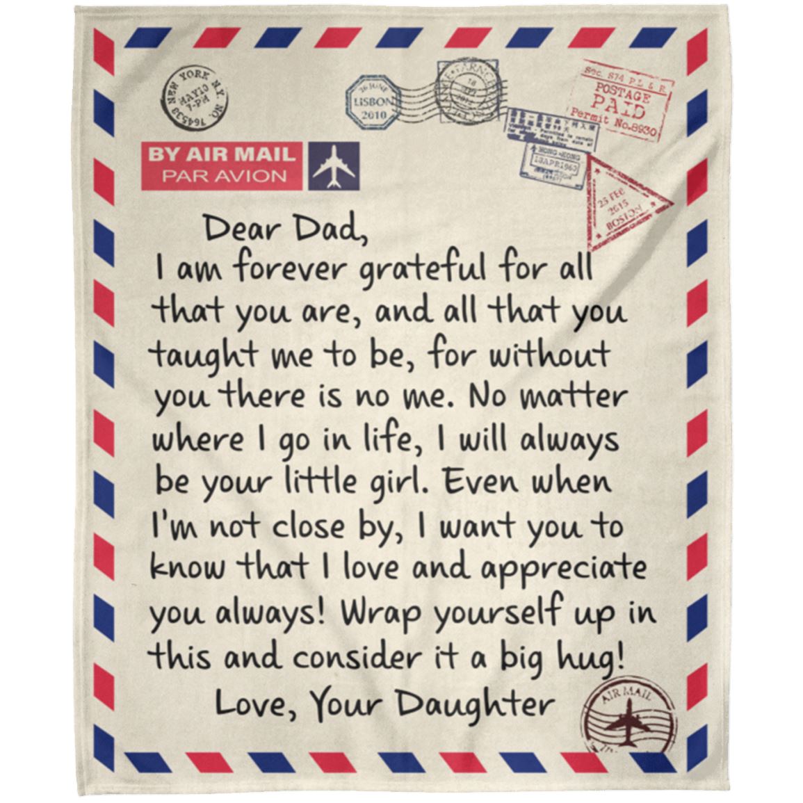 Gift For Dad From Daughter "Without You There Is No Me" Fleece Blanket Blankets White One Size 