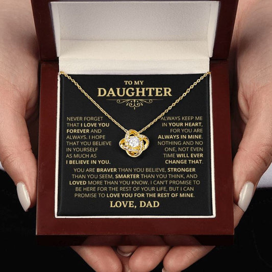 (Almost Sold Out) Gift For Daughter From Dad "Loved More Than You Know" Necklace Jewelry 18K Yellow Gold Finish Mahogany Style Luxury Box (w/LED) 