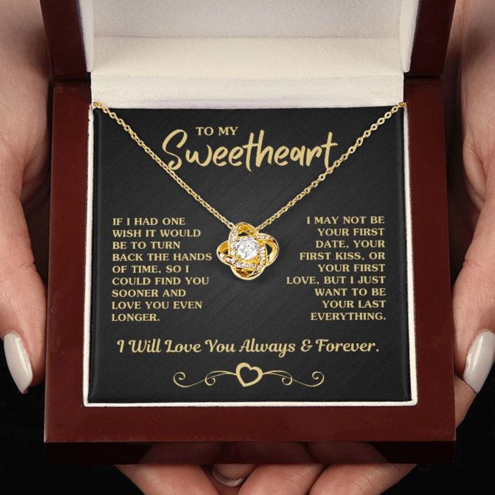 (Almost Sold Out) Gift For Sweetheart "Your Last Everything" Necklace Jewelry 18K Yellow Gold Finish Mahogany Style Luxury Box (w/LED) 
