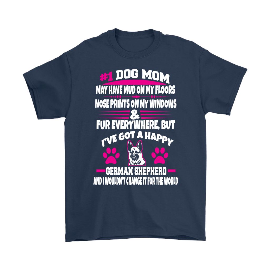 "#1 German Shepherd Dog Mom" - Shirts and Hoodies T-shirt Gildan Mens T-Shirt Navy S