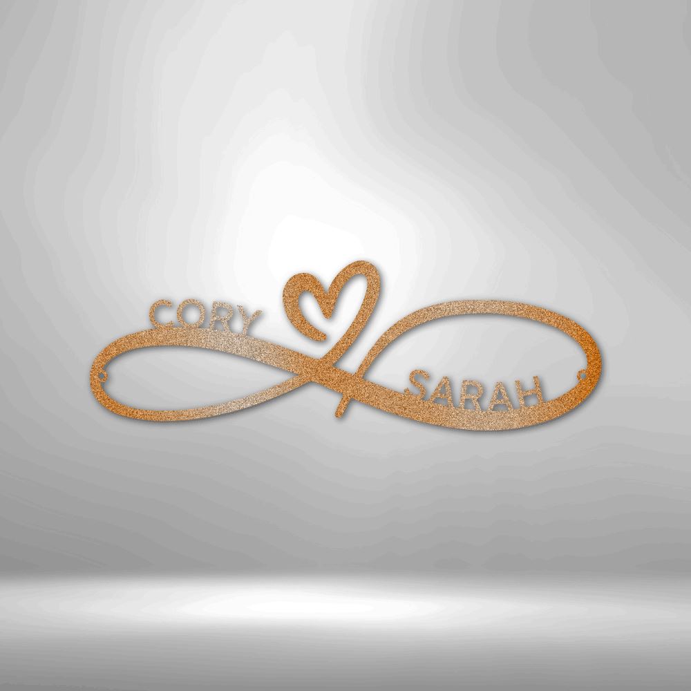 Custom Infinity Couples Monogram - Steel Sign Custom Copper 12" 