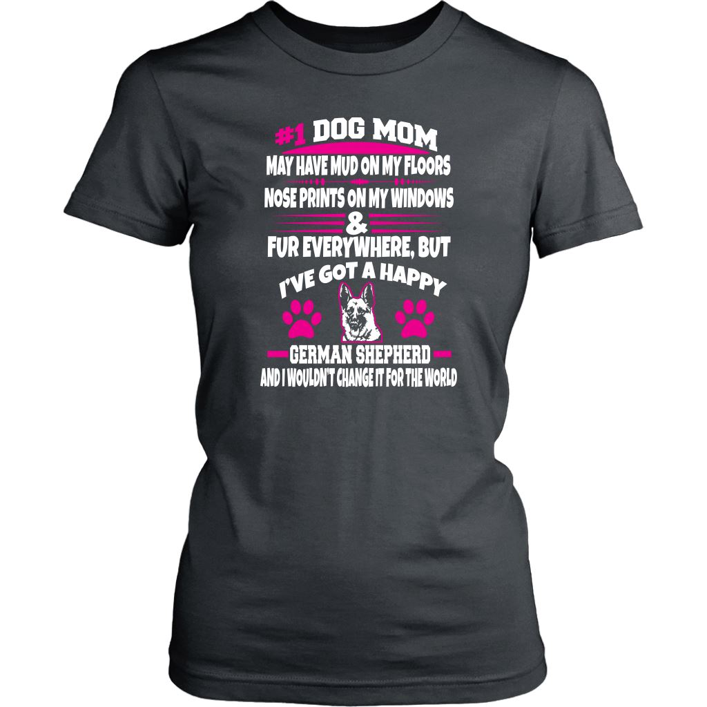"#1 German Shepherd Dog Mom" - Shirts and Hoodies T-shirt District Womens Shirt Charcoal XS