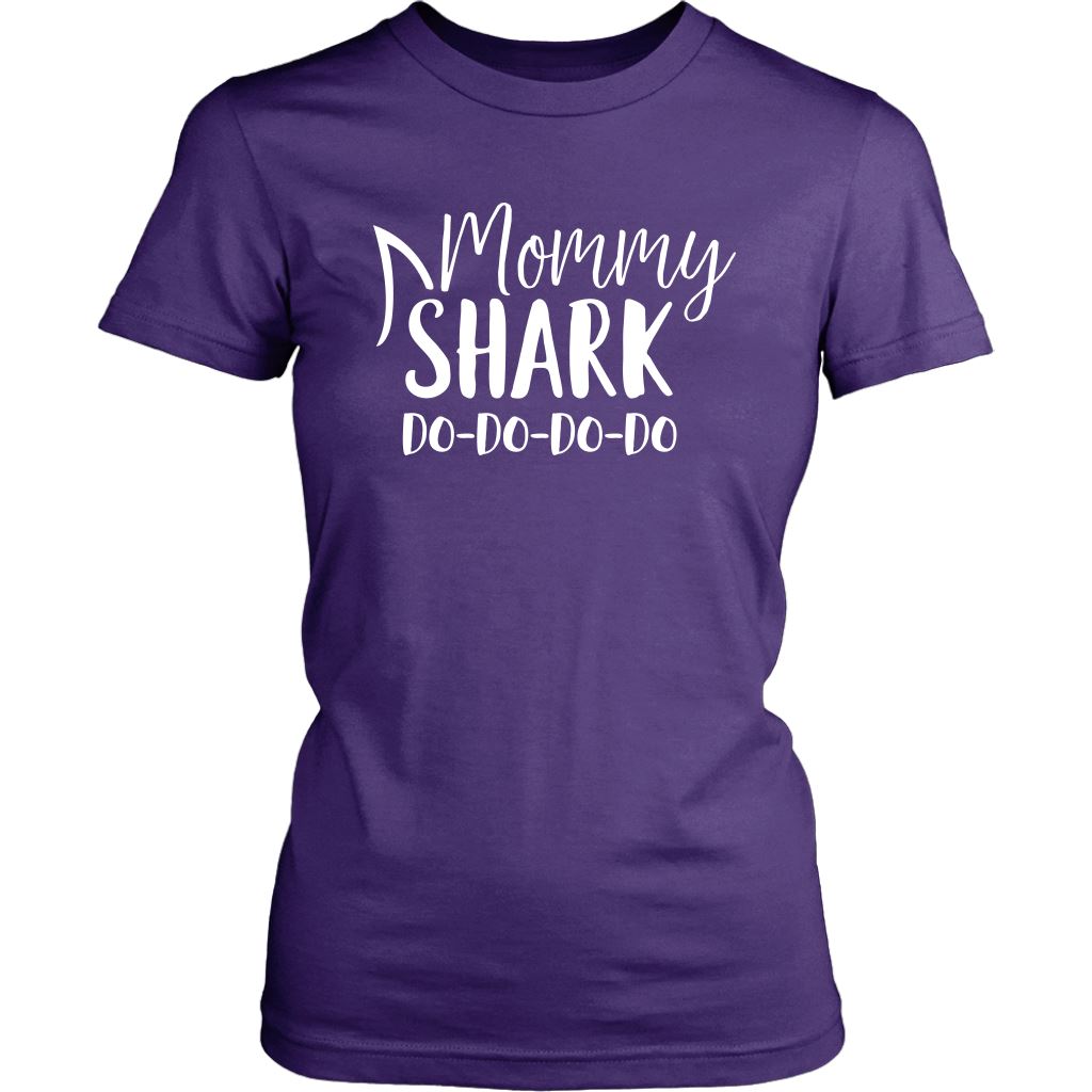 Funny "Mommy Shark" Shirts and Hoodies T-shirt District Womens Shirt Purple XS