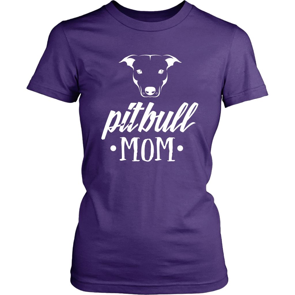 "Pit Bull Mom - Because Bad Ass Dog Mom Isn't An Official Title" - Shirts and Hoodies T-shirt District Womens Shirt Purple XS