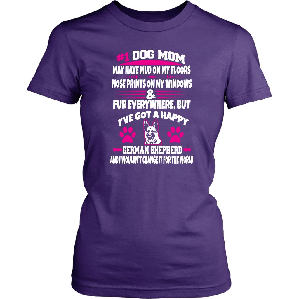 "#1 German Shepherd Dog Mom" - Shirts and Hoodies T-shirt District Womens Shirt Purple XS
