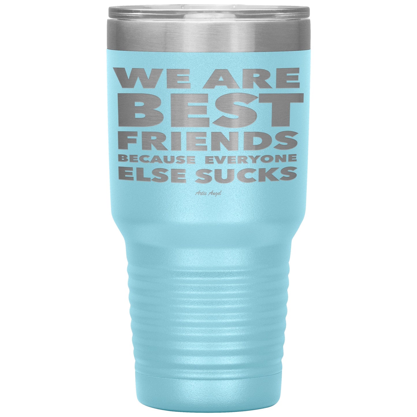 "We Are Best Friends Because Everyone Else Sucks" Stainless Steel Tumbler Tumblers Light Blue 