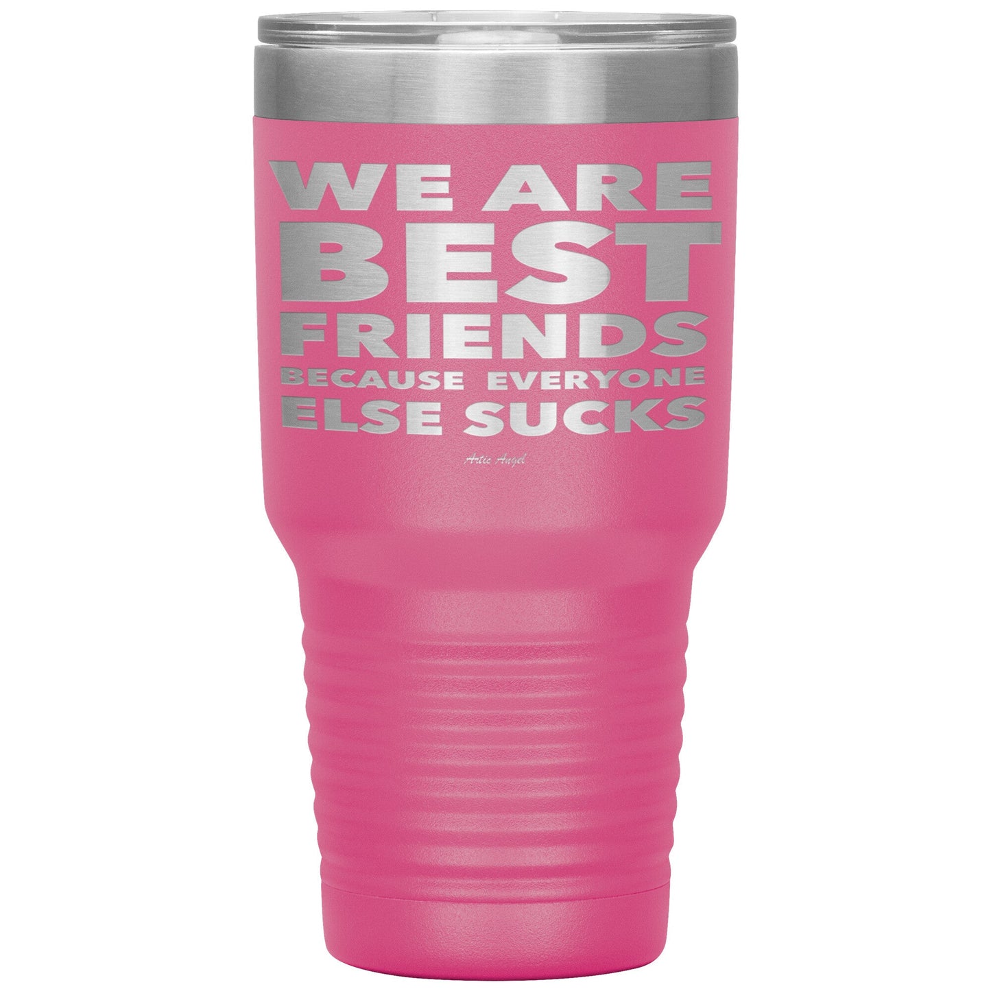 "We Are Best Friends Because Everyone Else Sucks" Stainless Steel Tumbler Tumblers Pink 
