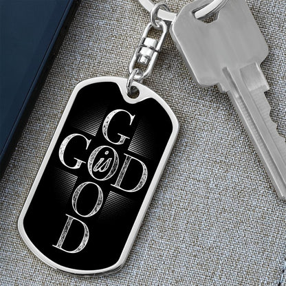 Inspirational "God Is Good" Keychain With Available Custom Engraving Jewelry Dog Tag with Swivel Keychain (Steel) No 