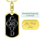 Inspirational "God Is Good" Keychain With Available Custom Engraving Jewelry Dog Tag with Swivel Keychain (Gold) Yes 