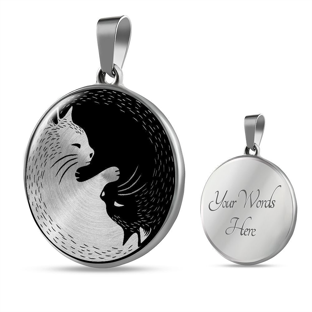 Adorable Yin Yang Cat Necklace Jewelry 