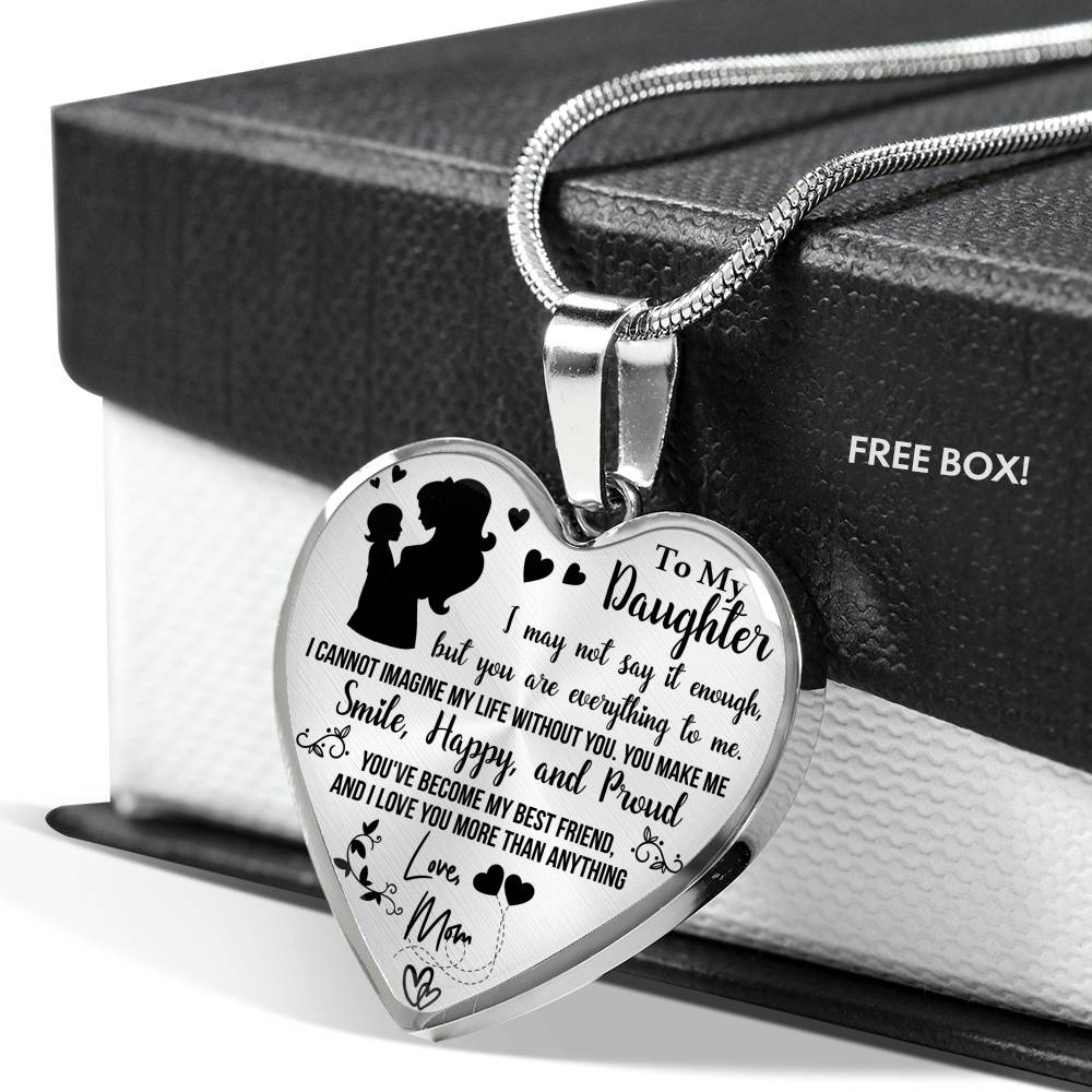 "To My Daughter - You Are Everything To Me" - Heart Pendant Necklace Jewelry 