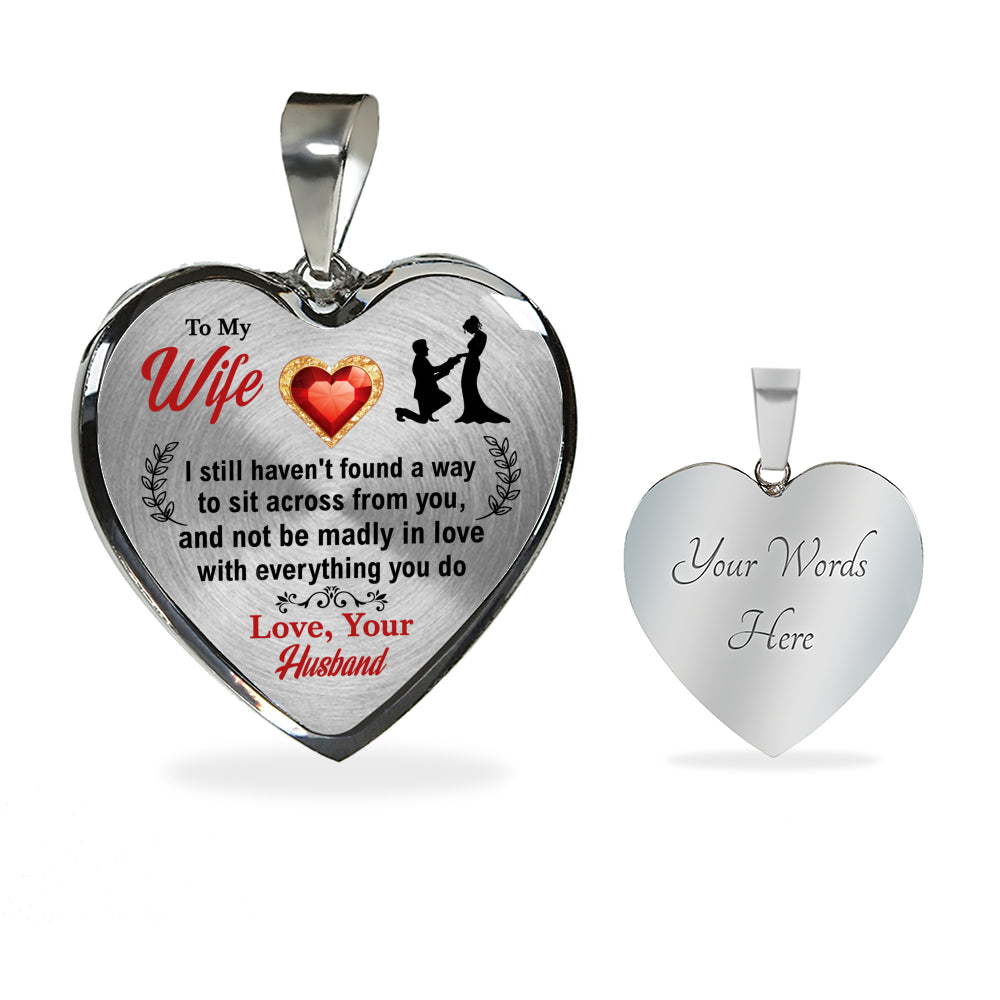 "TO MY WIFE - MADLY IN LOVE WITH EVERYTHING YOU DO" - HEART NECKLACE PENDANT GIFT FOR WIFE Jewelry Luxury Necklace (Silver) Yes 