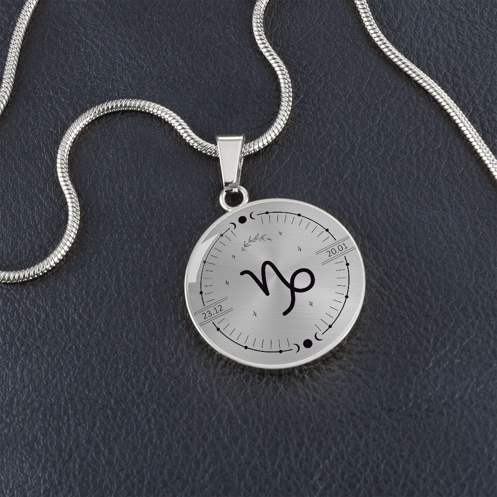 Circle Capricorn Zodiac Necklace Jewelry 