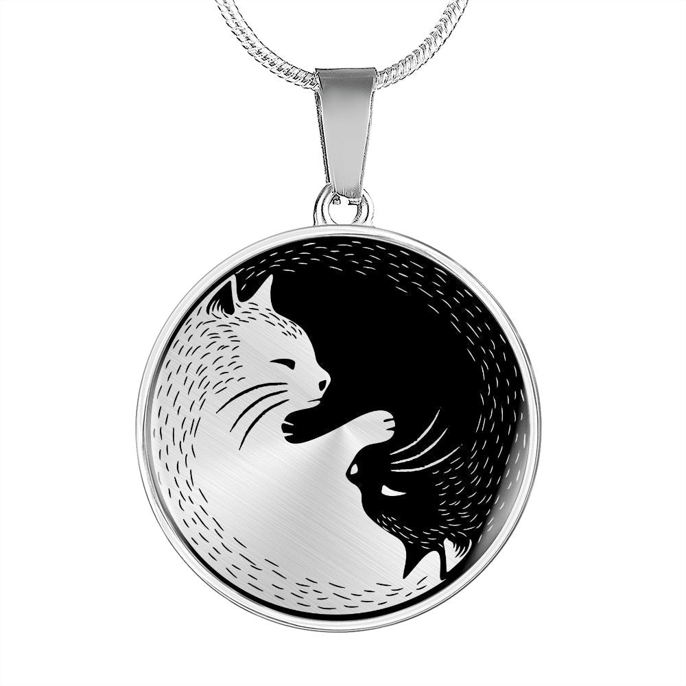 Adorable Yin Yang Cat Necklace Jewelry 