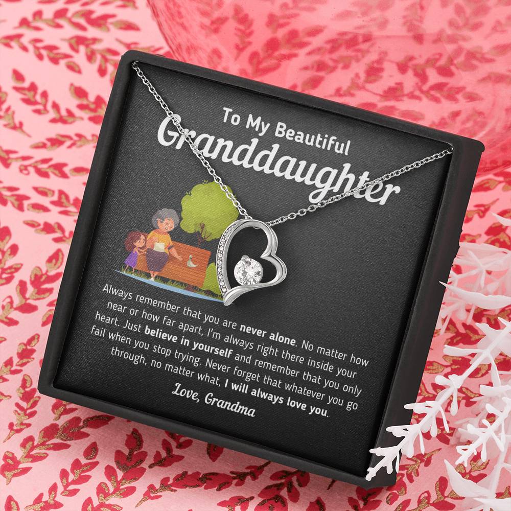 "To My Beautiful Granddaughter - I Will Always Love You" Necklace Jewelry 