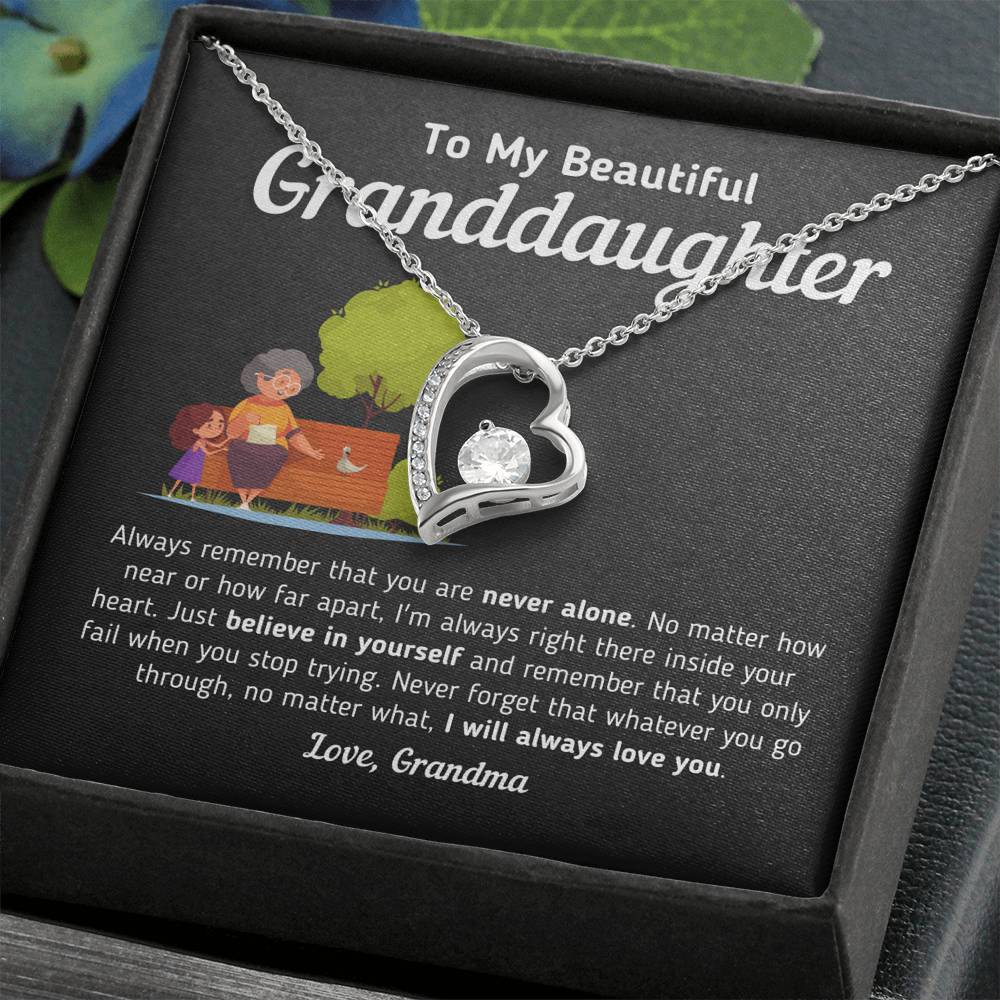 "To My Beautiful Granddaughter - I Will Always Love You" Necklace Jewelry Standard Box 