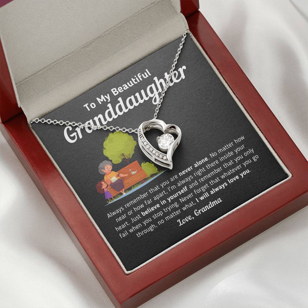 "To My Beautiful Granddaughter - I Will Always Love You" Necklace Jewelry 