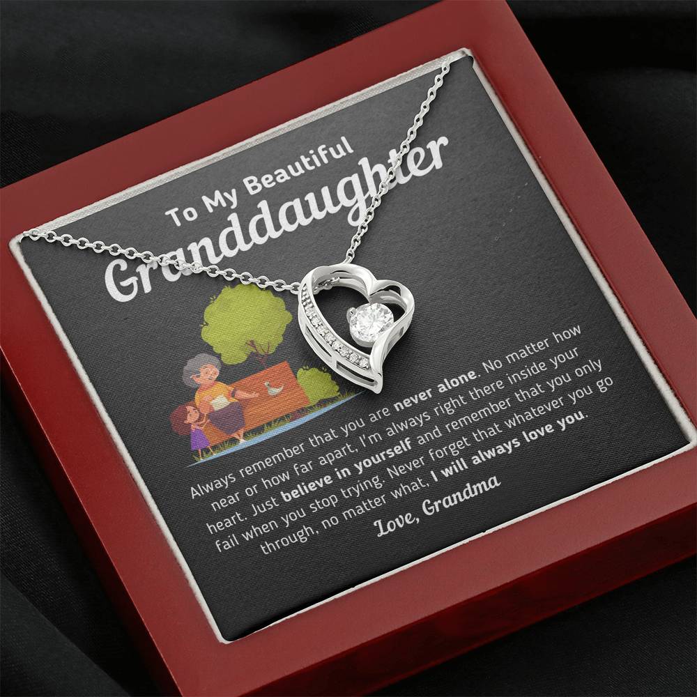 "To My Beautiful Granddaughter - I Will Always Love You" Necklace Jewelry 