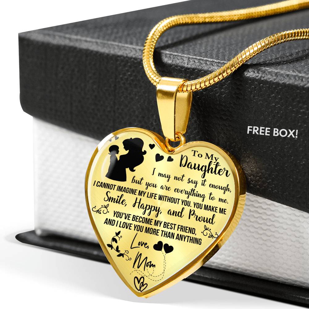 "To My Daughter - You Are Everything To Me" - Heart Pendant Necklace Jewelry 