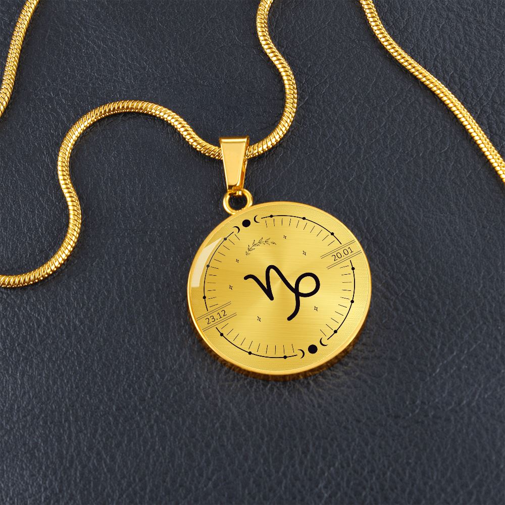 Circle Capricorn Zodiac Necklace Jewelry 