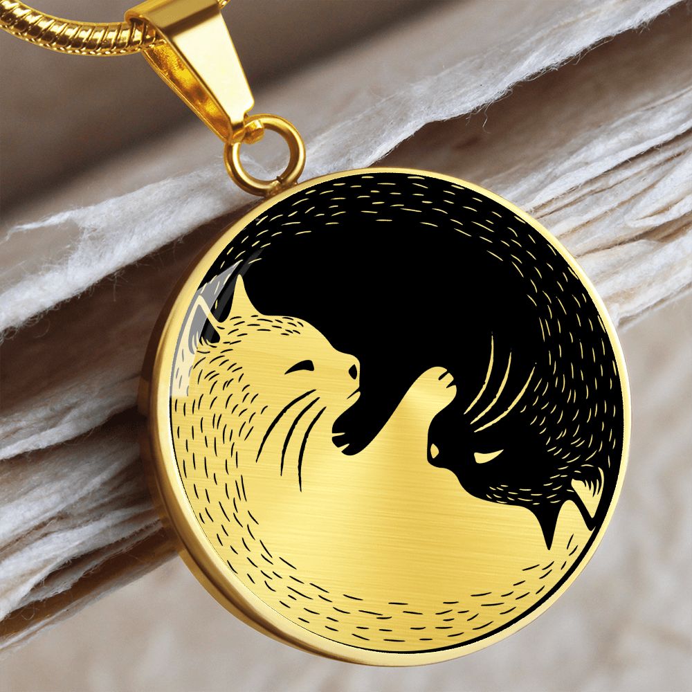 Adorable Yin Yang Cat Necklace Jewelry Luxury Necklace (Gold) No 