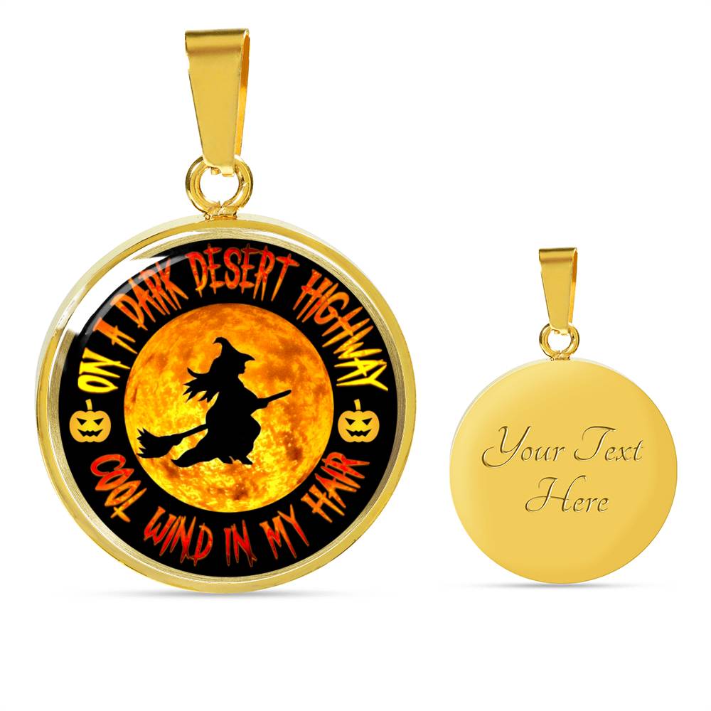 "On A Dark Desert Highway, Cool Wind In My Hair" Halloween Necklace Jewelry Luxury Necklace (Gold) Yes 