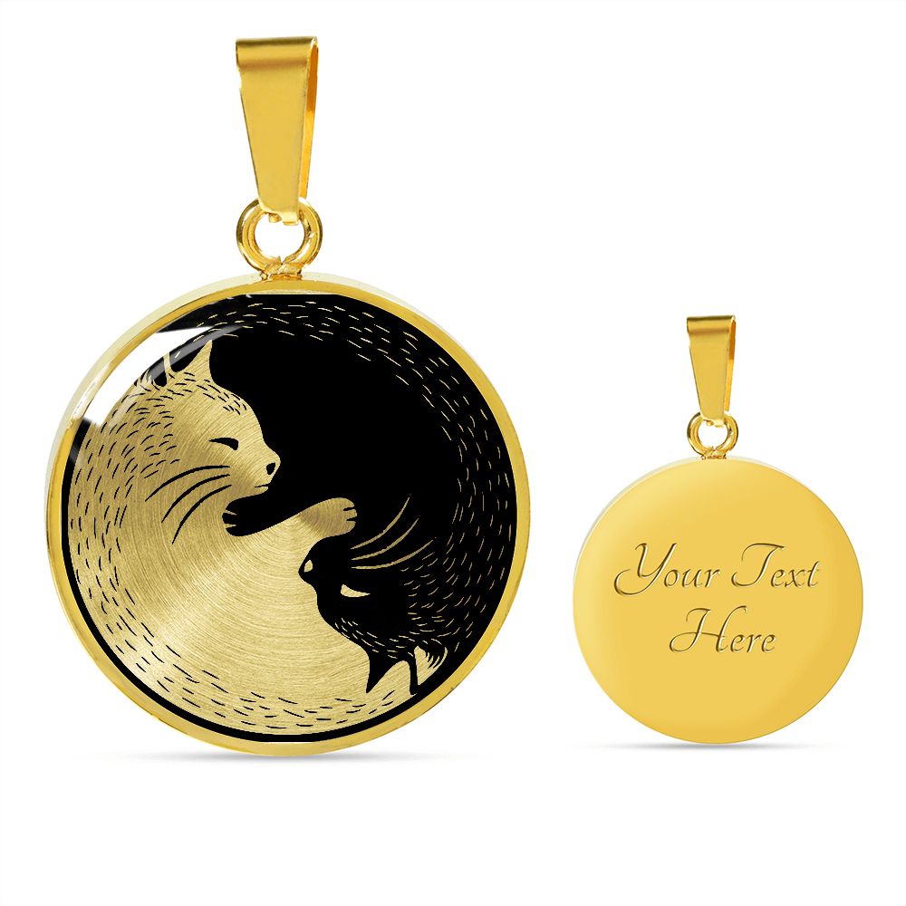 Adorable Yin Yang Cat Necklace Jewelry Luxury Necklace (Gold) Yes 