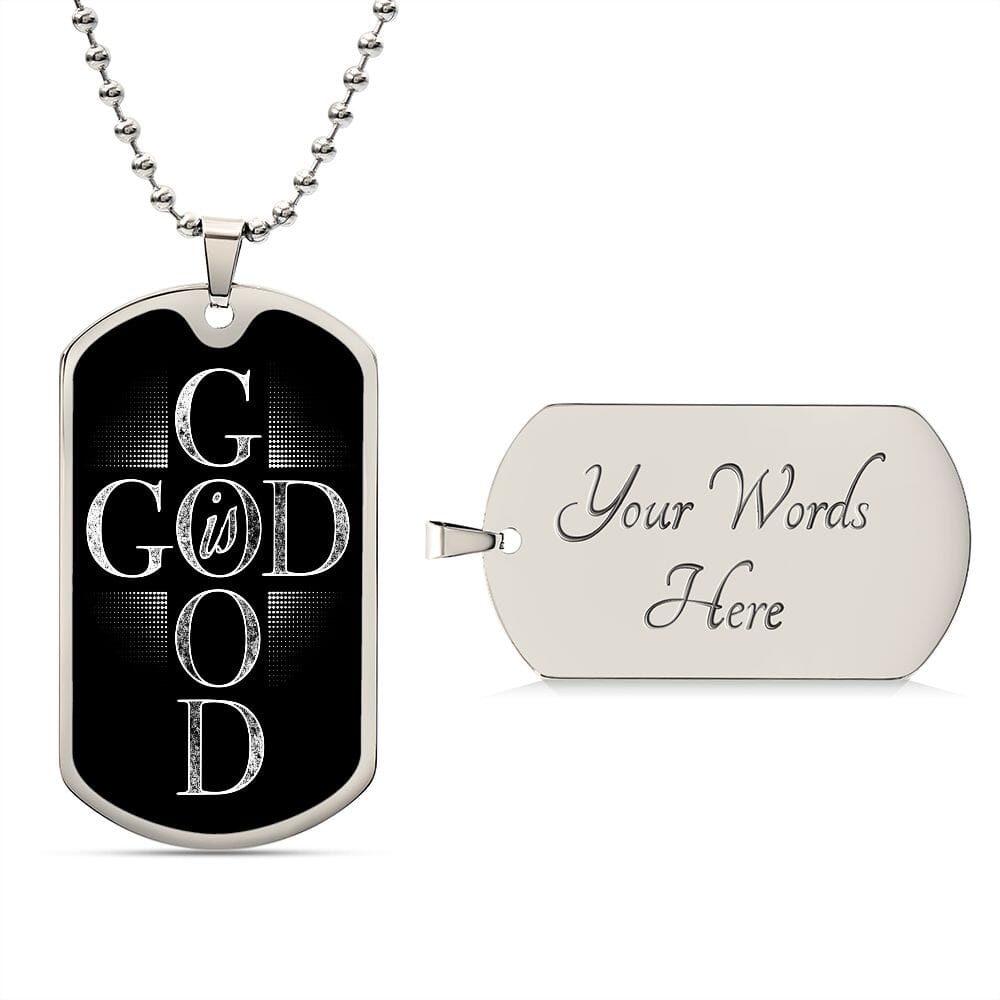 Inspirational "God Is Good" Dog Tag Necklace Jewelry 