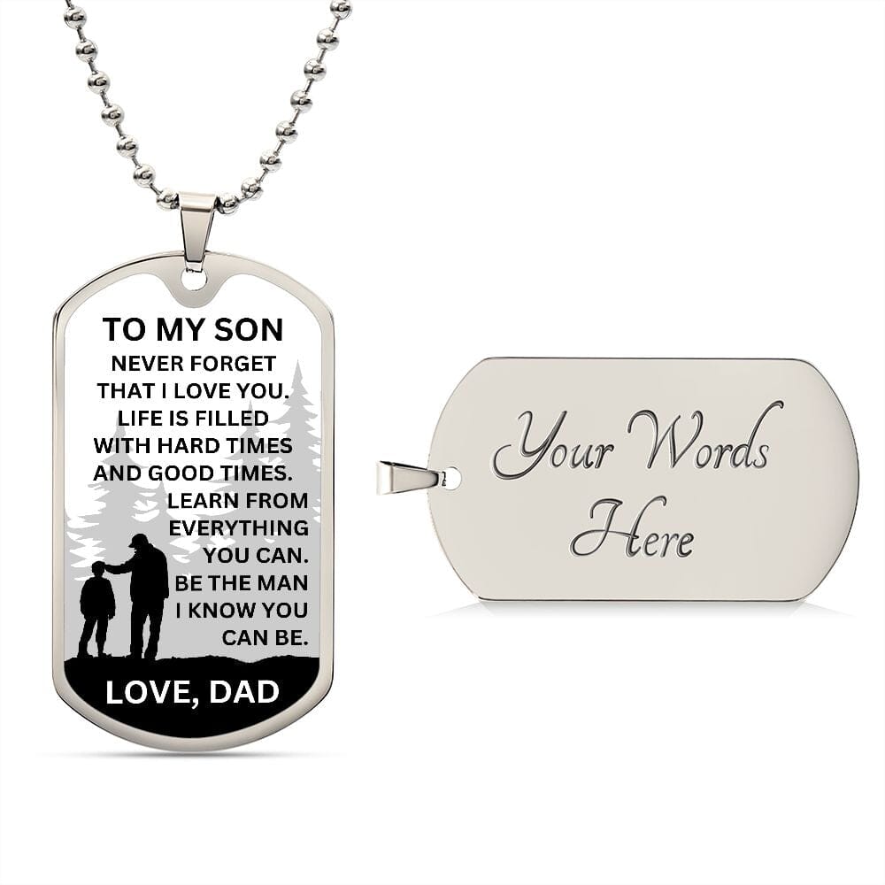 Gift For Son From Dad "Be The Man I Know You Can Be" Military Style Necklace Jewelry Military Chain (Silver) Yes 