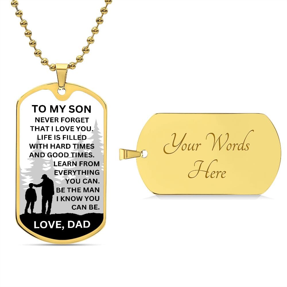Gift For Son From Dad "Be The Man I Know You Can Be" Military Style Necklace Jewelry Military Chain (Gold) Yes 