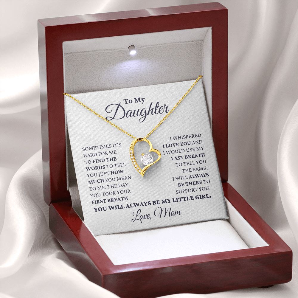 Gift for Daughter Love Mom "My Little Girl" Necklace Jewelry 18k Yellow Gold Finish Luxury Box 