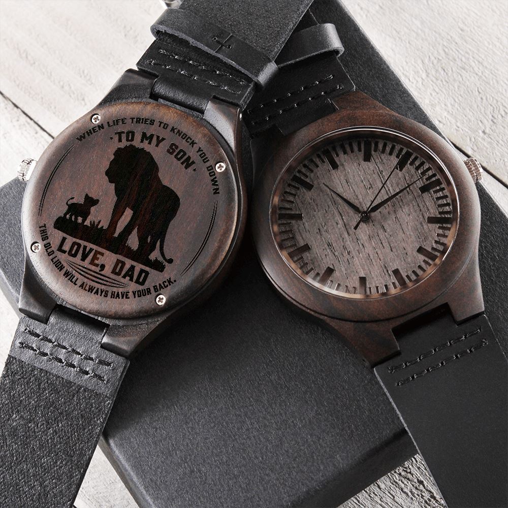 Gift for Son "This Old Lion" Wood Watch Watches 