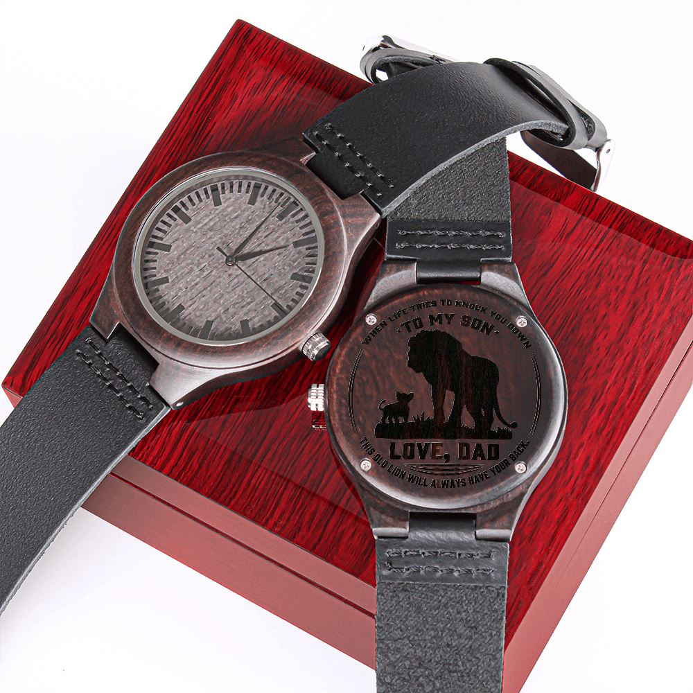 Gift for Son "This Old Lion" Wood Watch Watches Luxury Box 