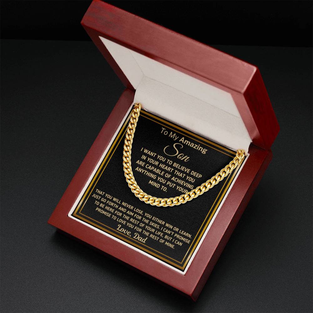 Gift For Son - "You Are Capable of Achieving Anything" Love Dad Chain Necklace Jewelry 
