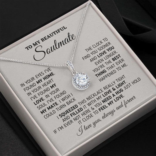 Gift for Soulmate "My Home, My Love, My Mate" Necklace Jewelry Two-Toned Gift Box 