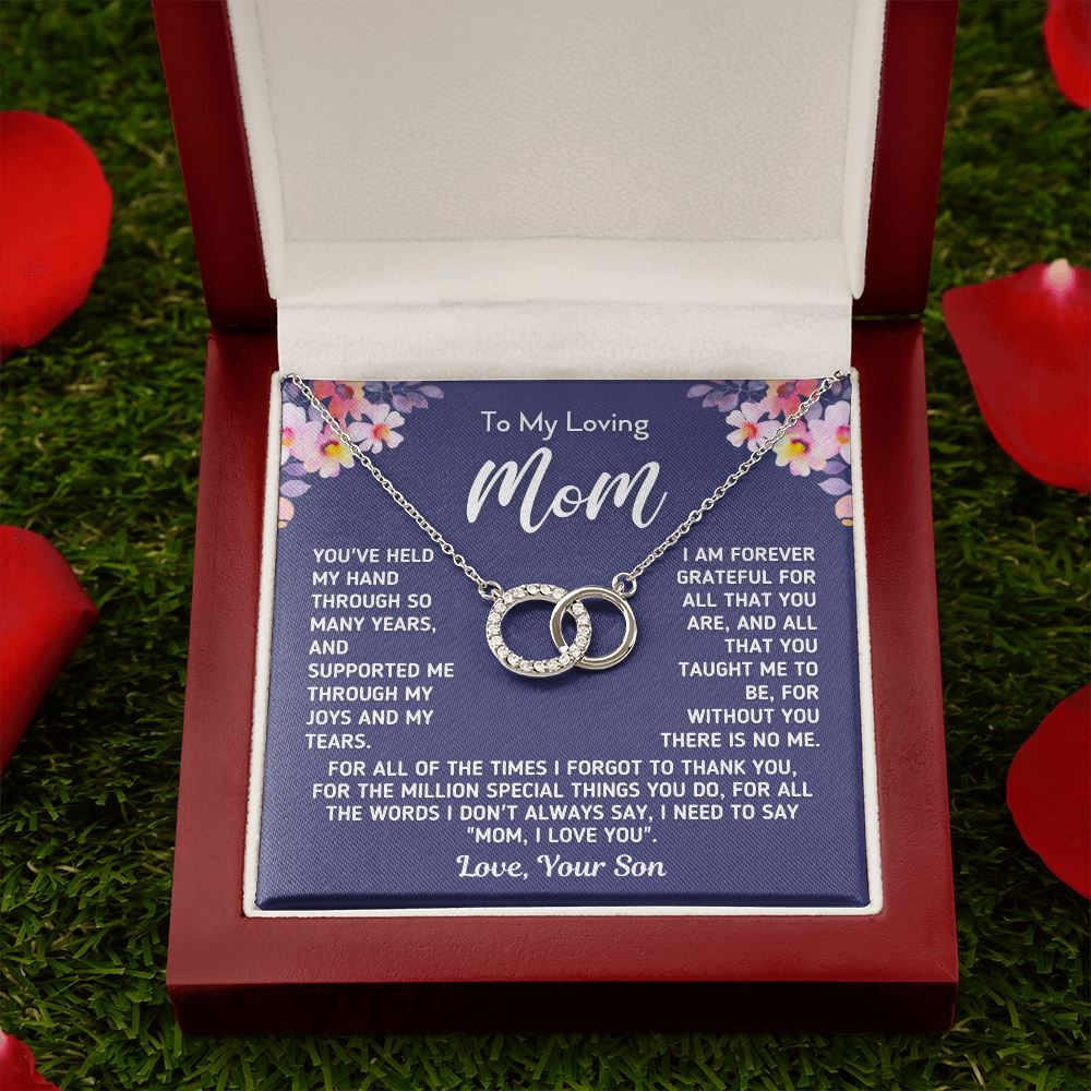 Gift For Mom From Son "I Am Forever Grateful" Necklace Jewelry Mahogany Style Luxury Box (w/LED) 