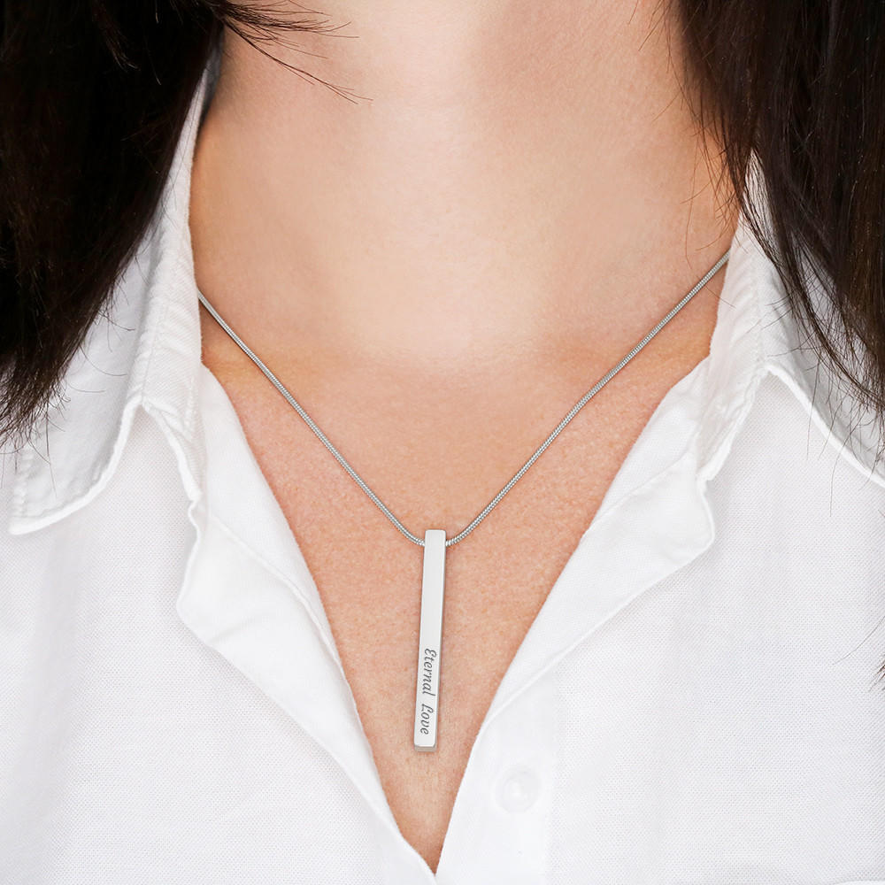 Personalized Engravable Stainless Steel or Gold Vertical Bar Necklace Jewelry 